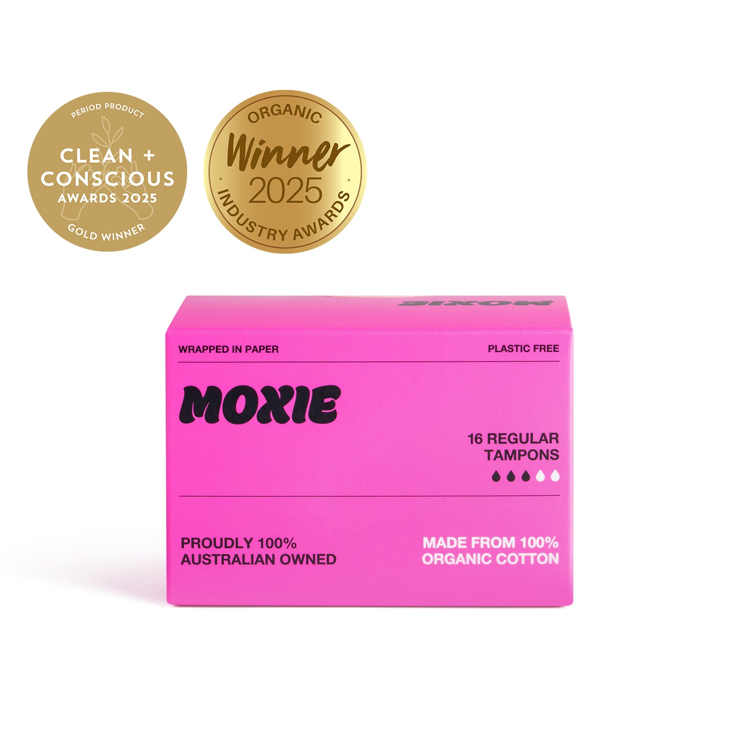 Moxie 100% organic cotton regular tampons 16pk
